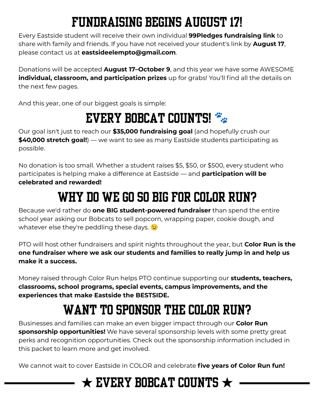2026 Eastside Color Run Registration + T-Shirt