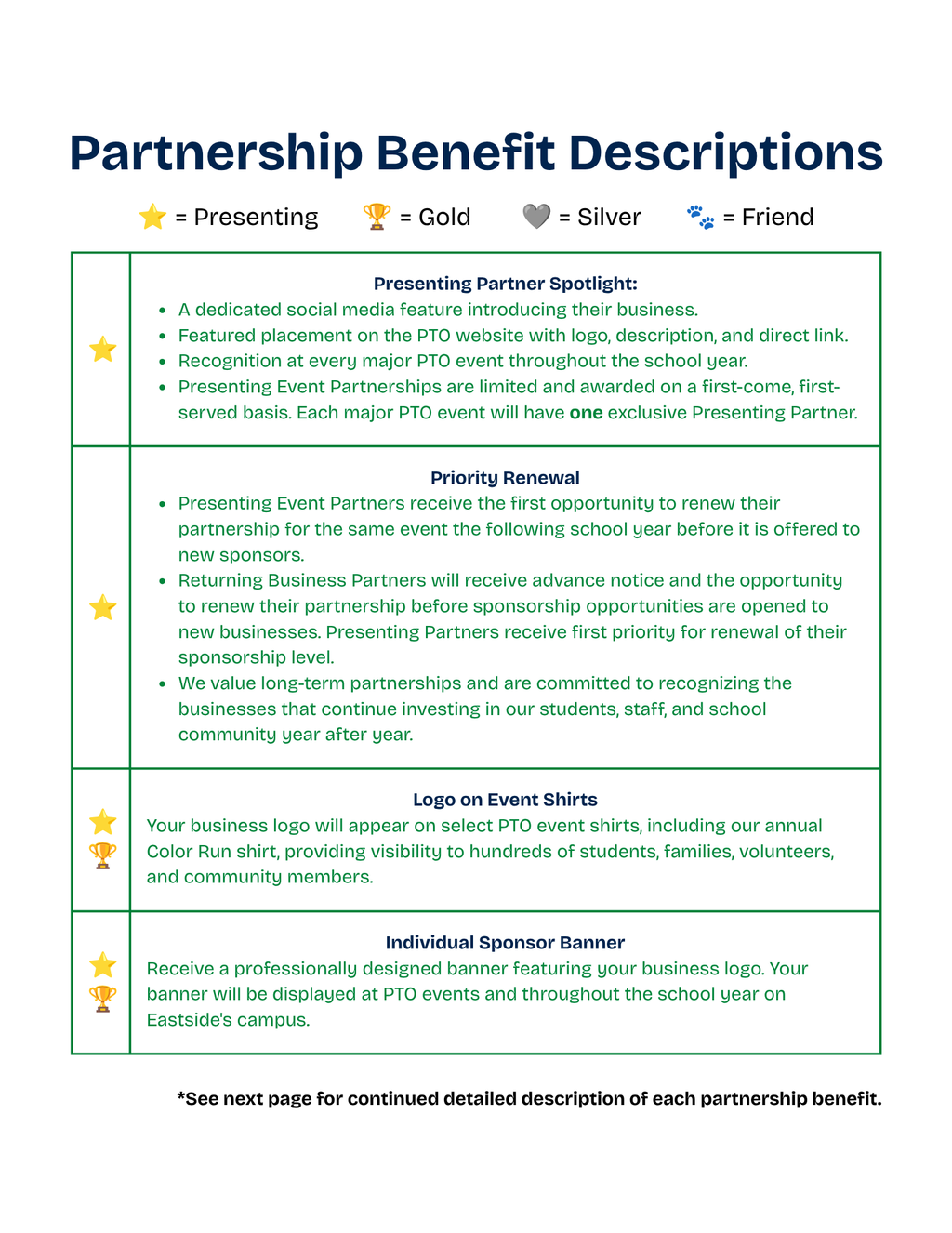 Eastside PTO Business Partnership 2026–27