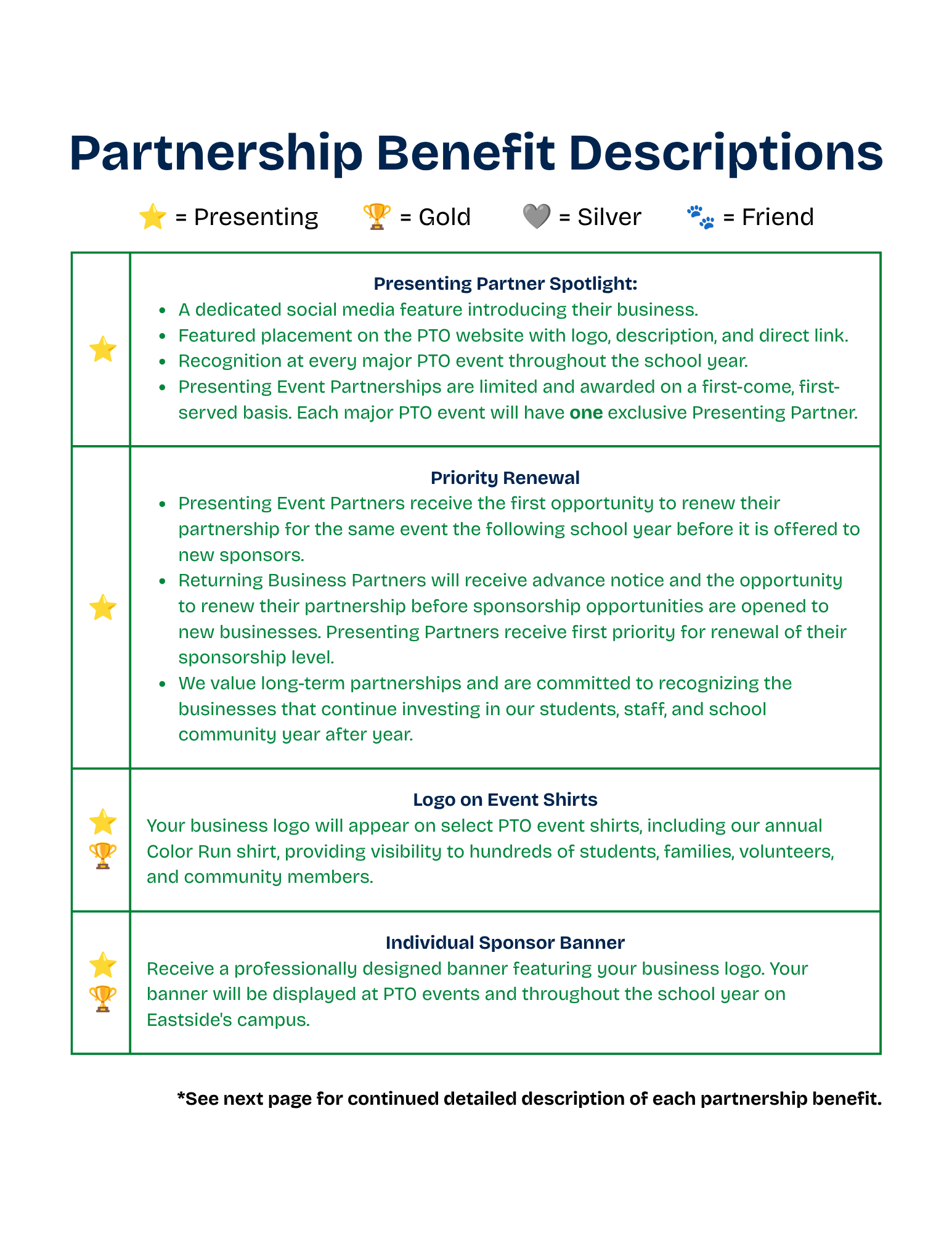 Eastside PTO Business Partnership 2026–27