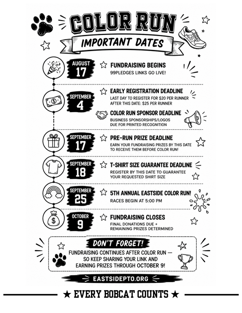 2026 Eastside Color Run Registration + T-Shirt