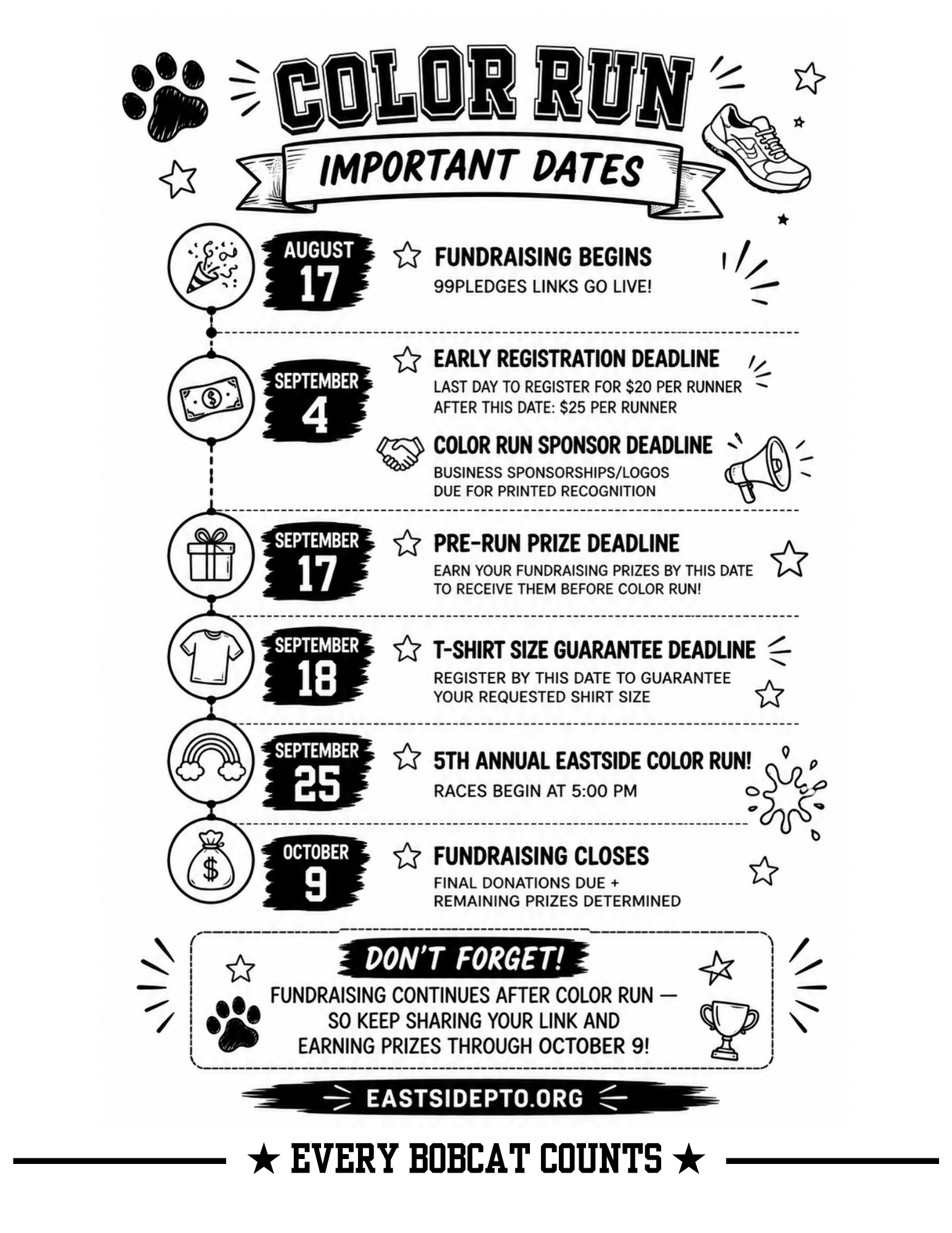 2026 Eastside Color Run Registration + T-Shirt