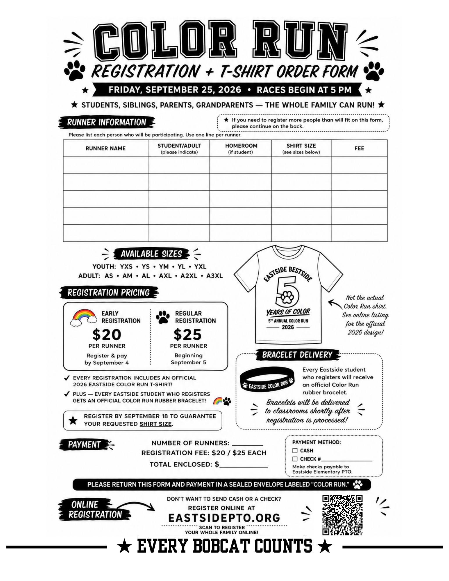 2026 Eastside Color Run Registration + T-Shirt