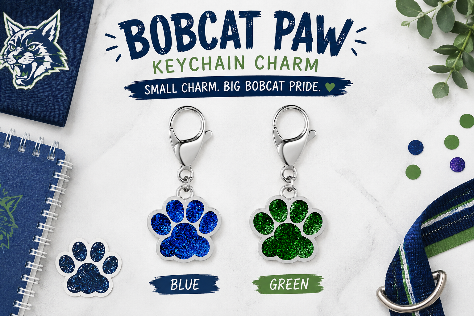 Bobcat Paw Keychain Charm